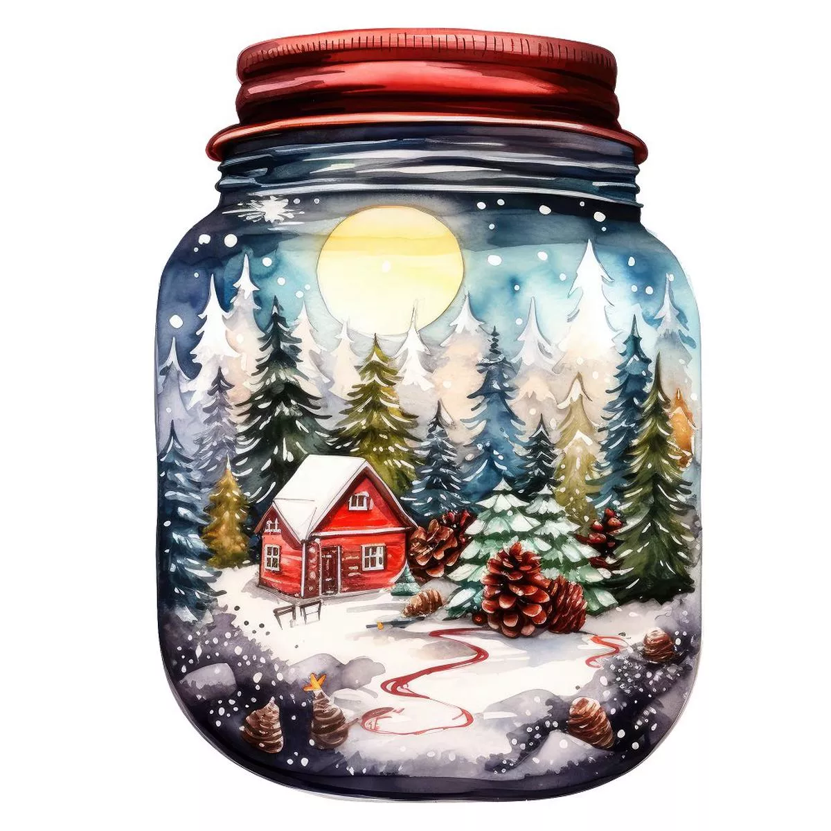 christmas-house-in-jar-fabric-panel Christmas House in a Jar Fabric Panel