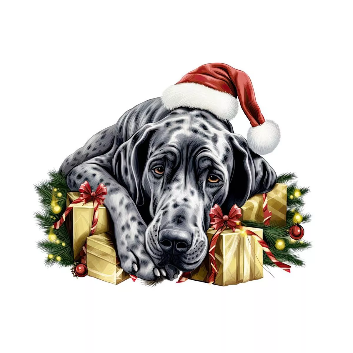 christmas-lazy-great-dane-fabric-panel Christmas Lazy Great Dane Fabric Panel