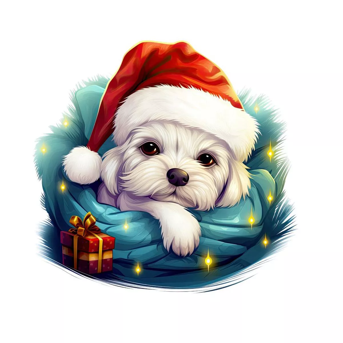 christmas-lazy-maltese-fabric-panel Christmas Lazy Maltese Fabric Panel