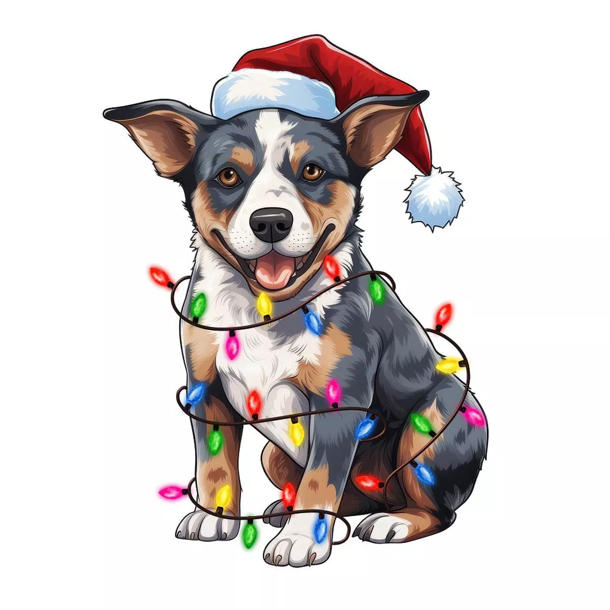 Christmas Lights & Australian Cattle Dog Fabric Panel