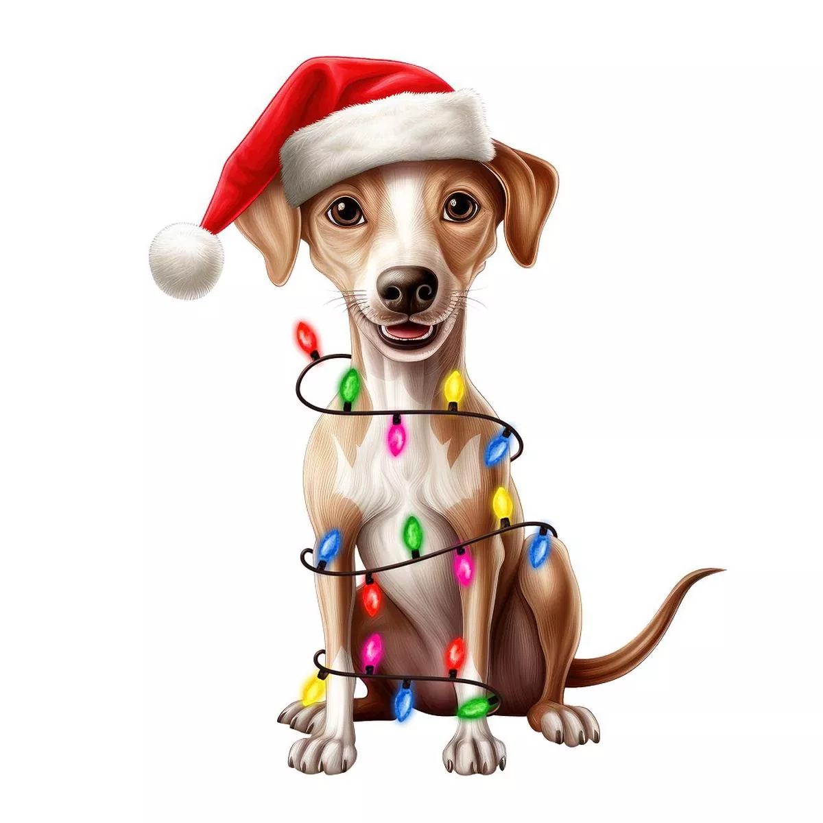 Christmas Lights & Italian Greyhound Fabric Panel