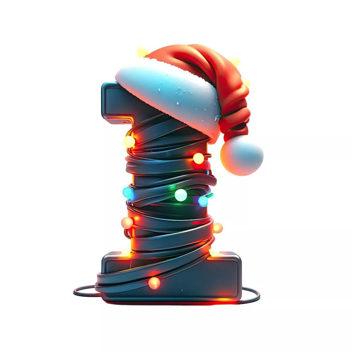 Christmas Lights Wrapped Letter ”I” Fabric Panel