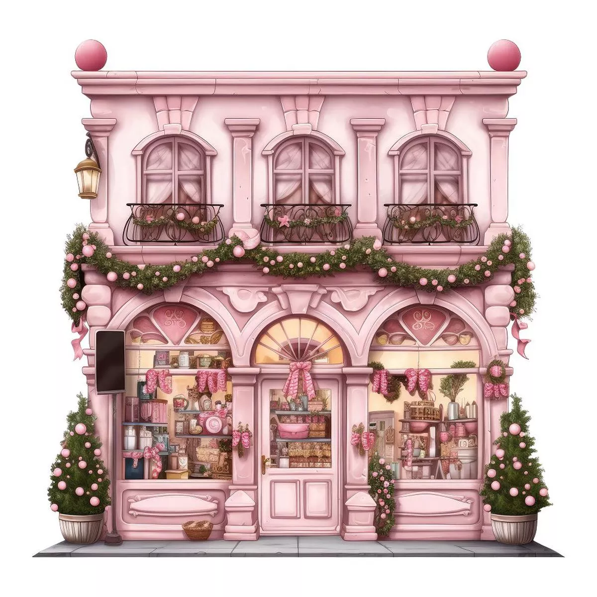 Christmas Luxury Boutique Storefront Fabric Panel – Pink