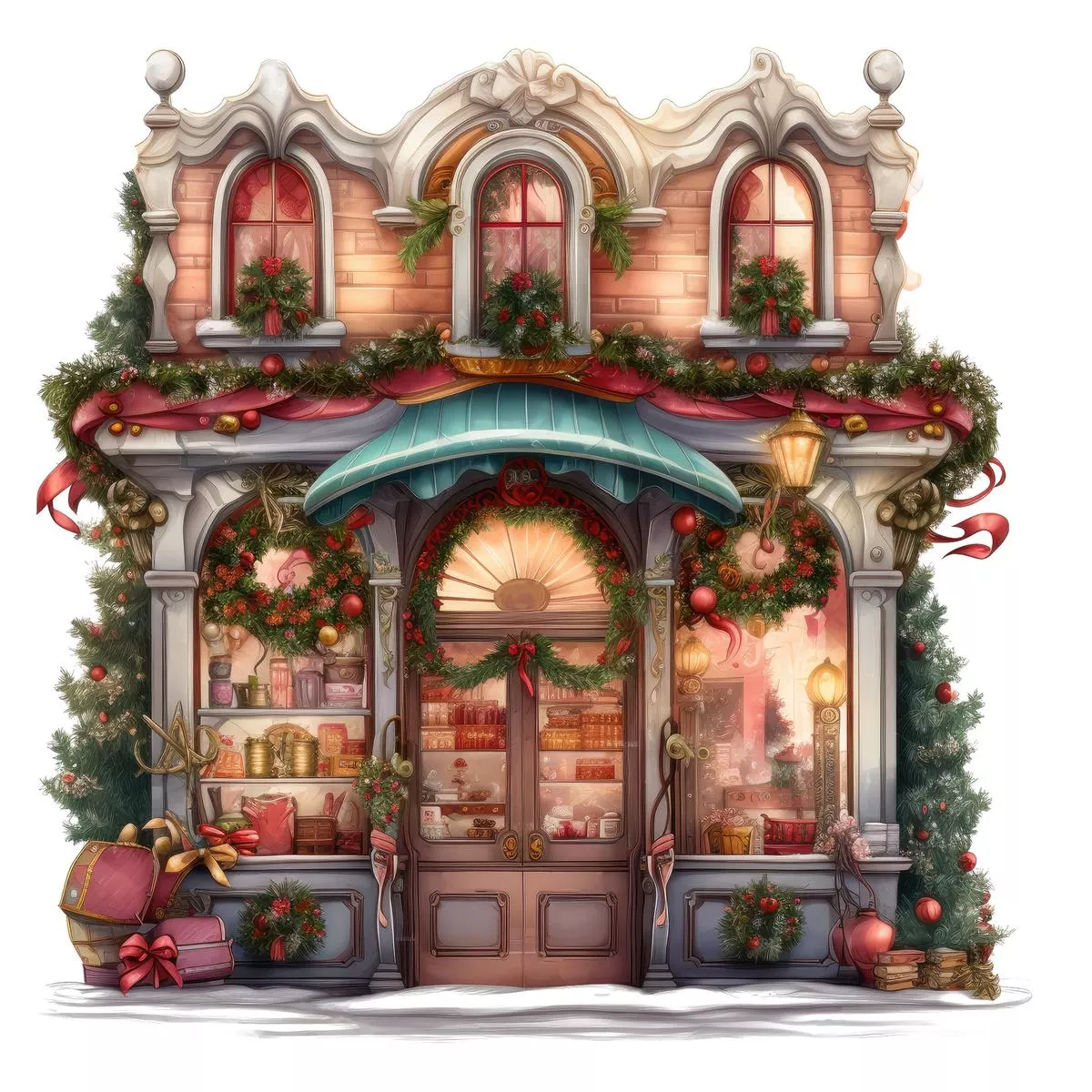 christmas-luxury-boutique-storefront-fabric-panel Christmas Luxury Boutique Storefront Fabric Panel