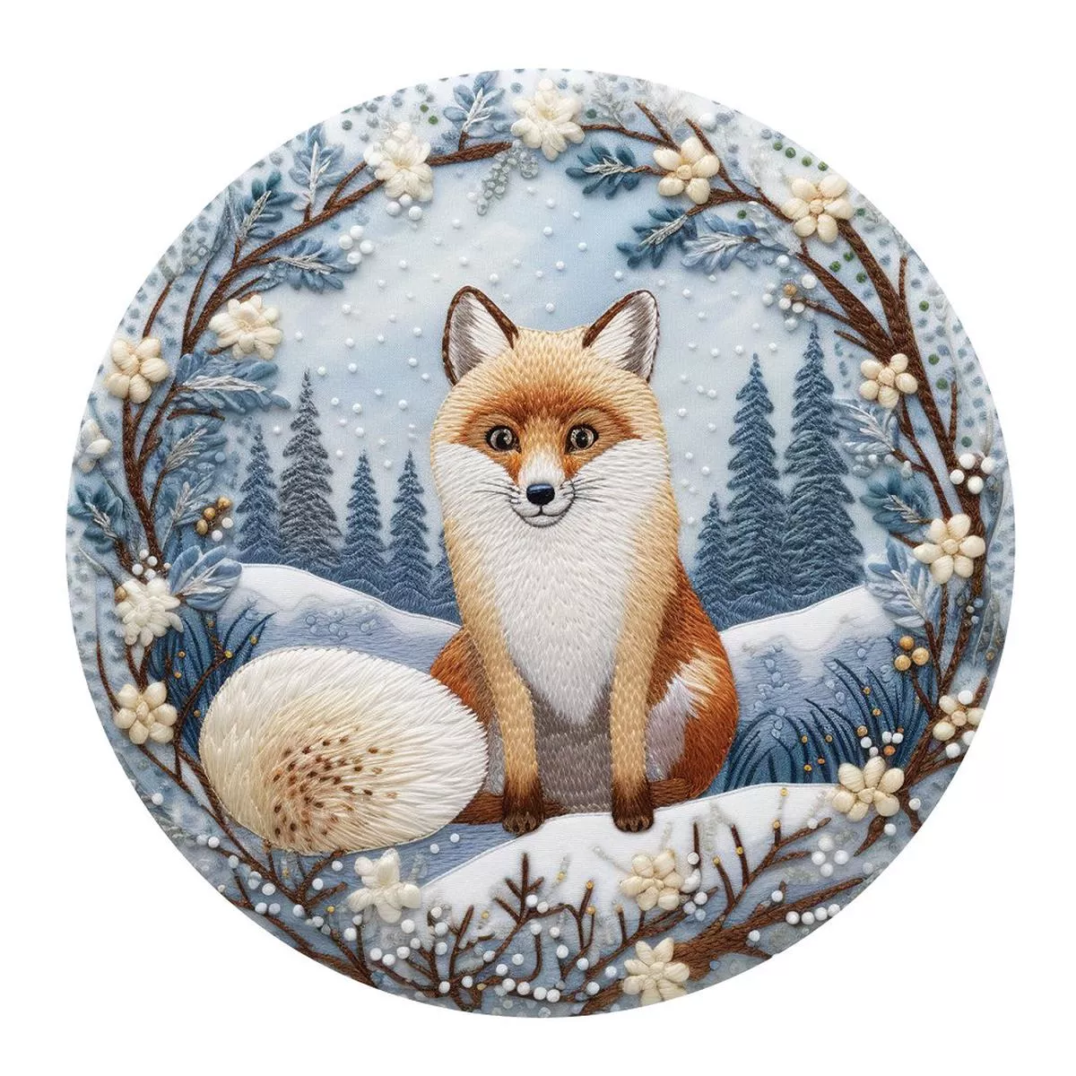 christmas-ornaments-fox-4-fabric-panel Christmas Ornaments Fox 4 Fabric Panel