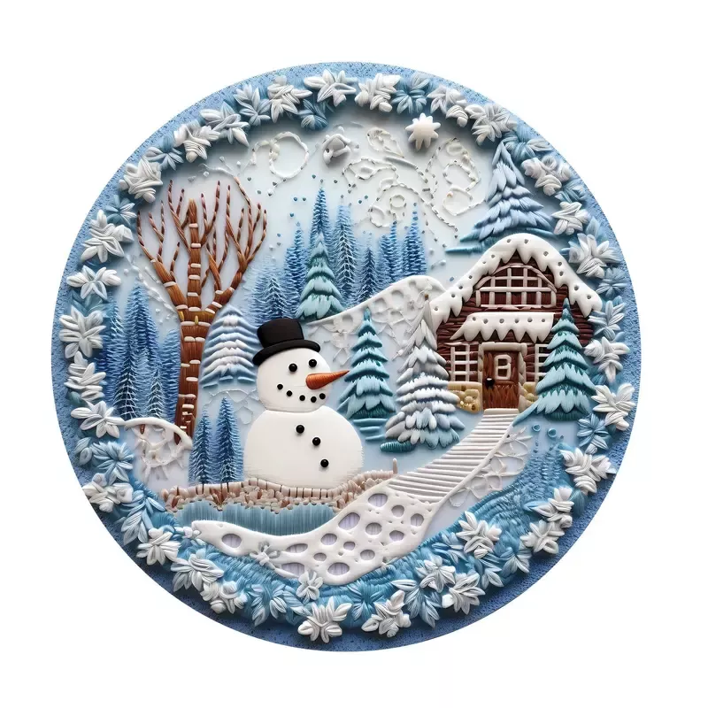christmas-ornaments-snowman-4-fabric-panel Christmas Ornaments Snowman #4 Fabric Panel