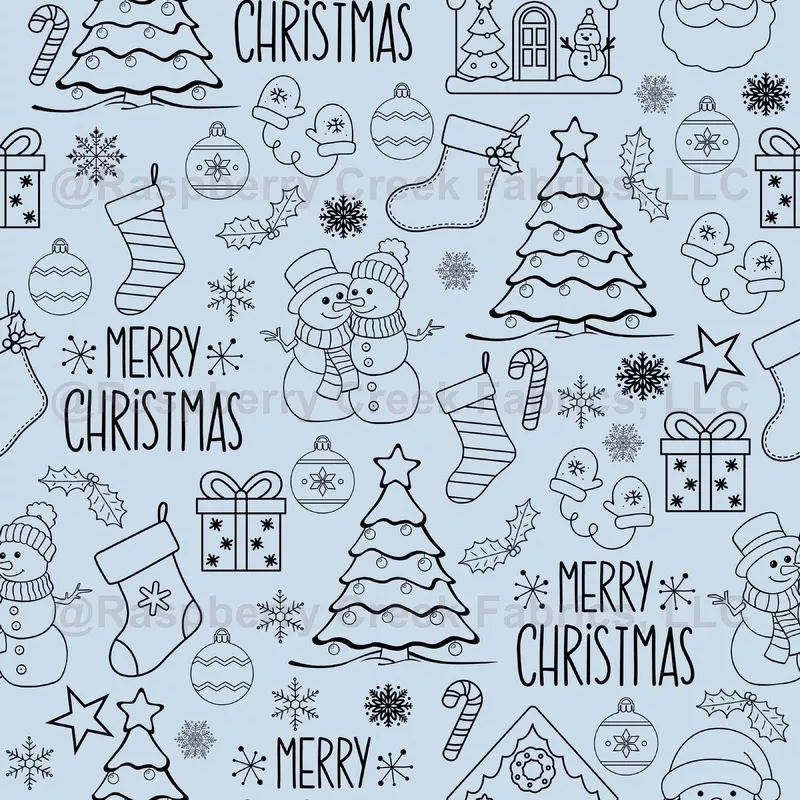 Christmas Outlines on Light Blue – large
