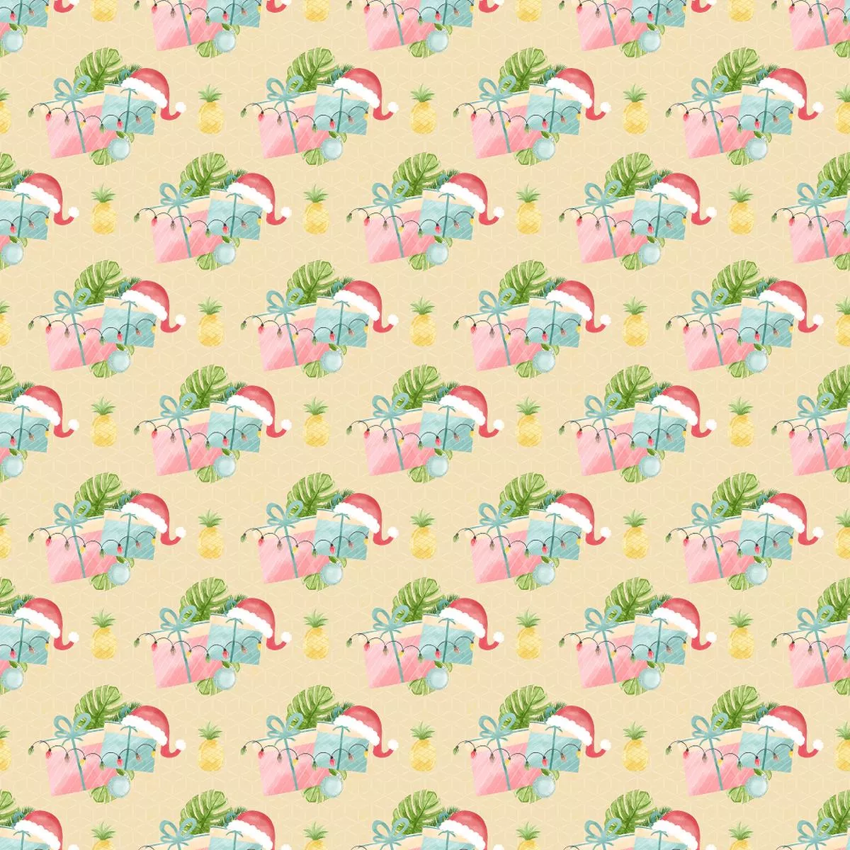 Christmas Presents & Pineapples Fabric – Yellow
