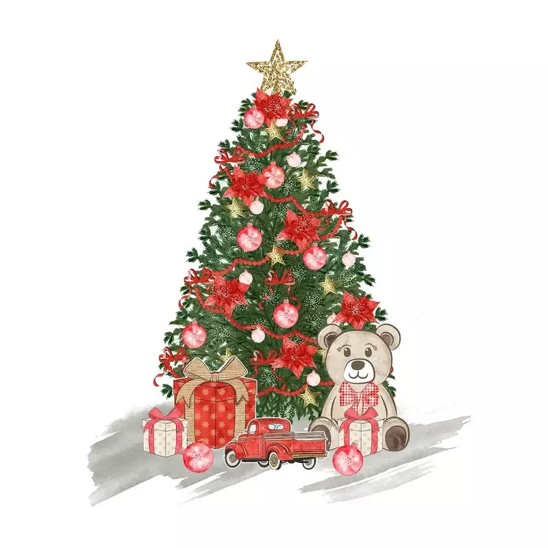 Christmas Tree Arrangement Fabric Panel