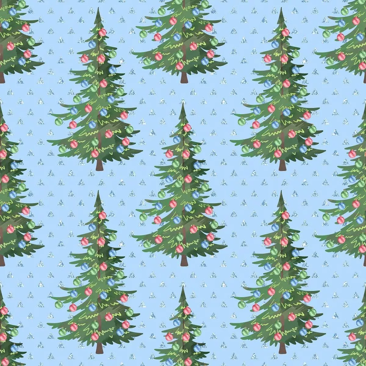Christmas Trees & Triangles Fabric – Blue
