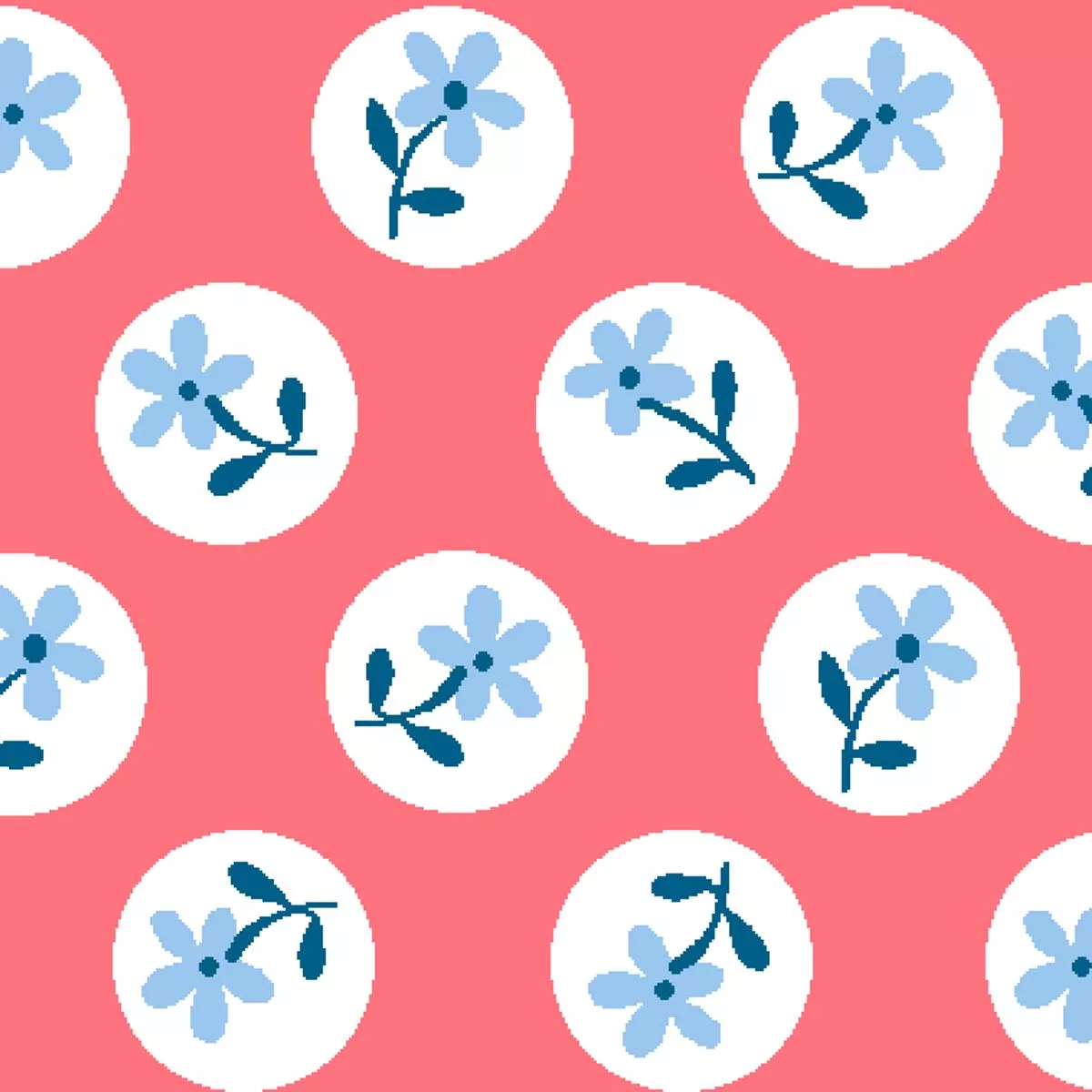 Circle Sprouts, Coral Fabric