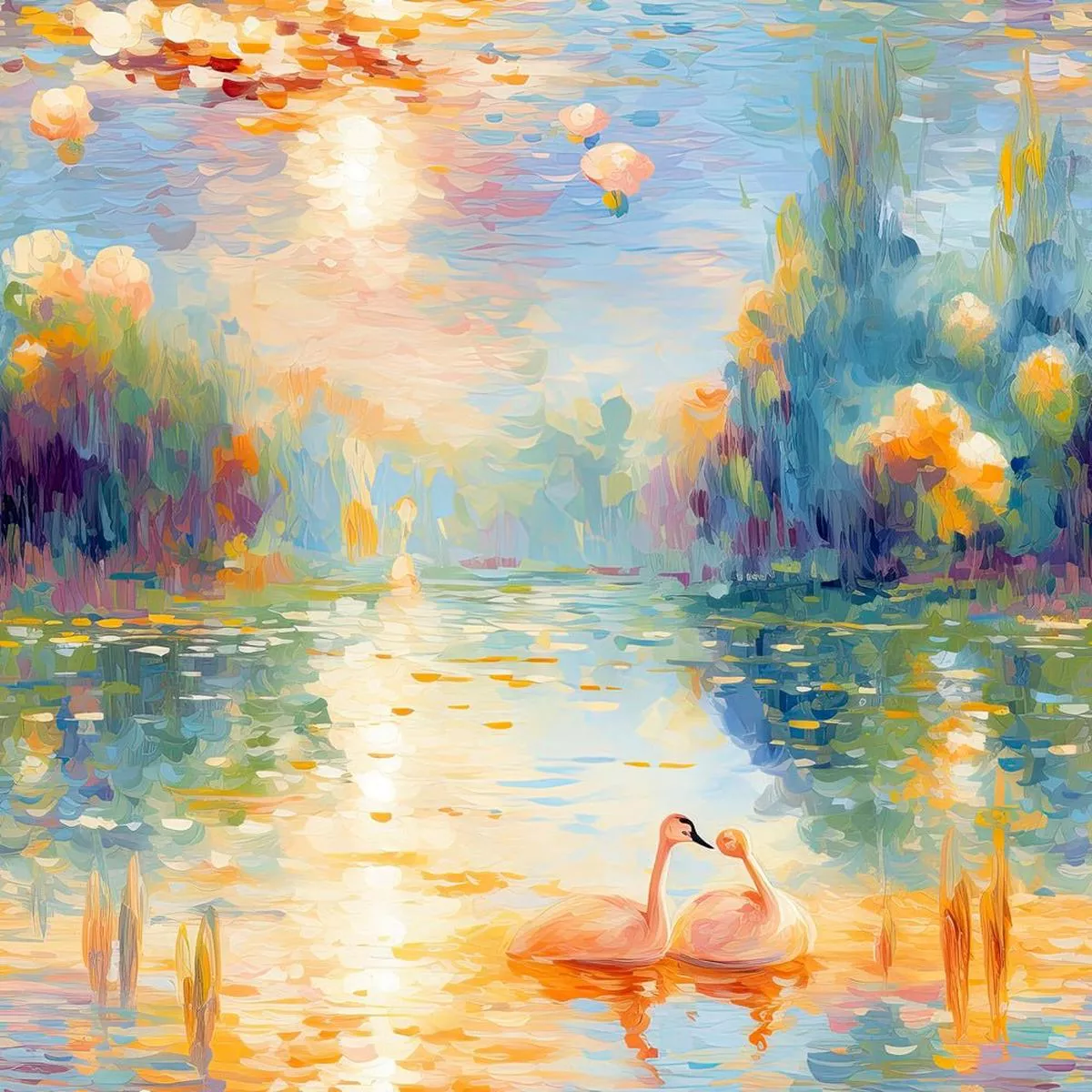 claude-monet-swans-fabric-panel Claude Monet Swans Fabric Panel