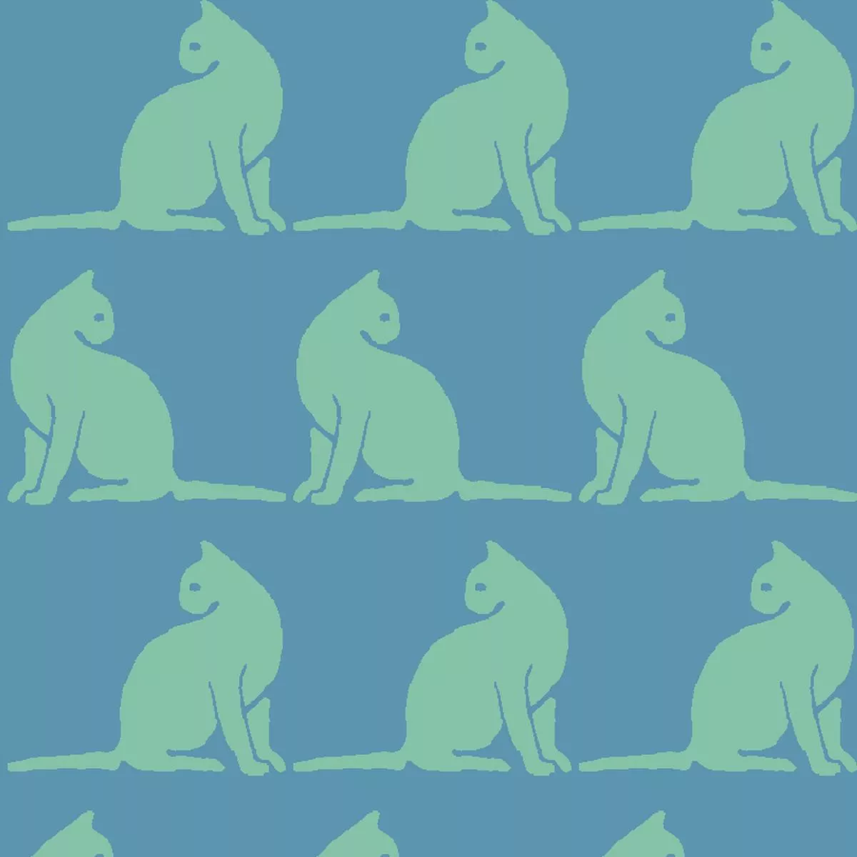 Cleo Cats on Blue Fabric