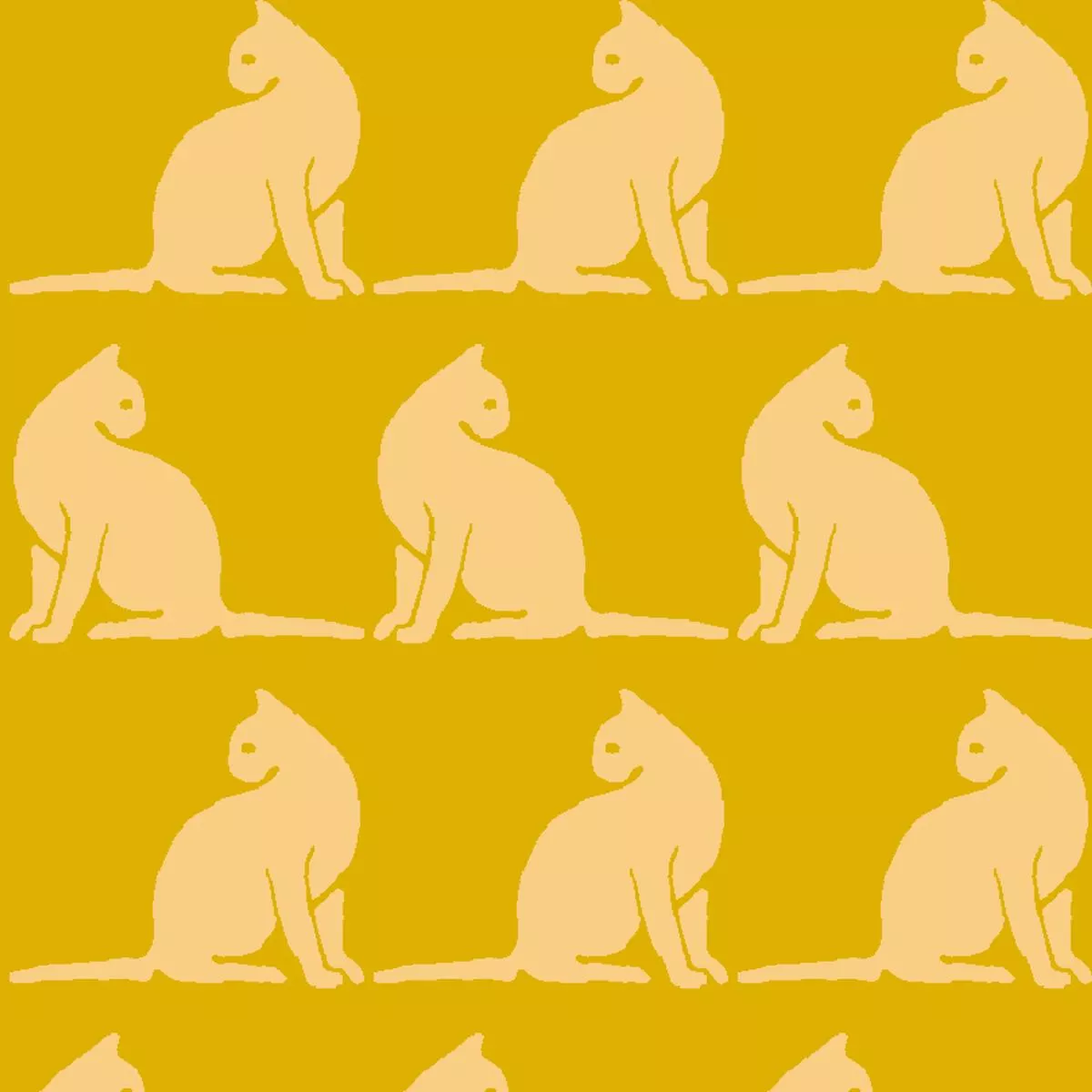 cleo-cats-on-yellow-fabric Cleo Cats on Yellow Fabric