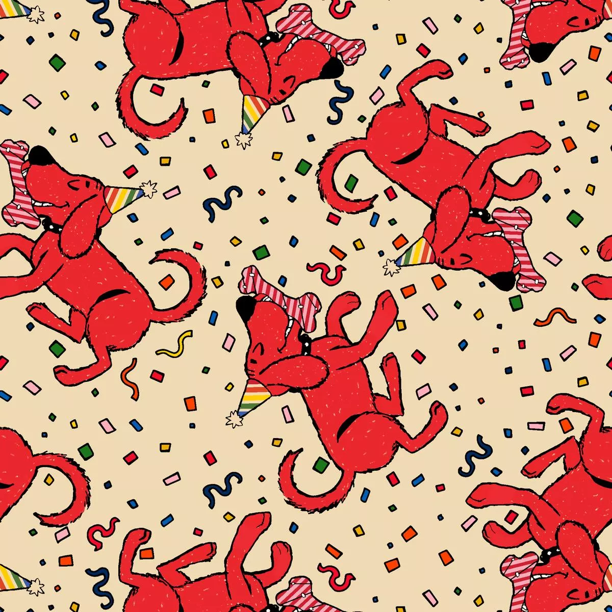 clifford-let-s-pawty-on-beige-fabric Clifford Let’s Pawty on Beige Fabric