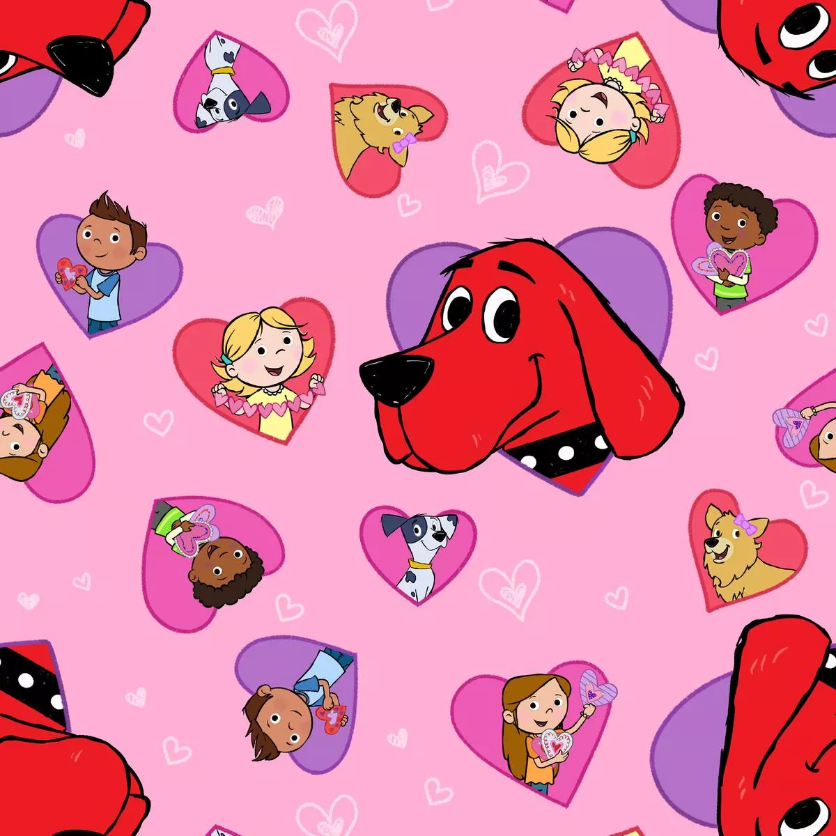 Clifford Loves on Pink Fabric