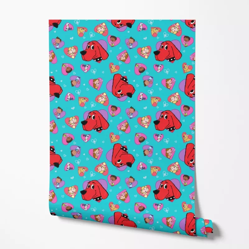 Clifford Loves on Turquoise Wallpaper
