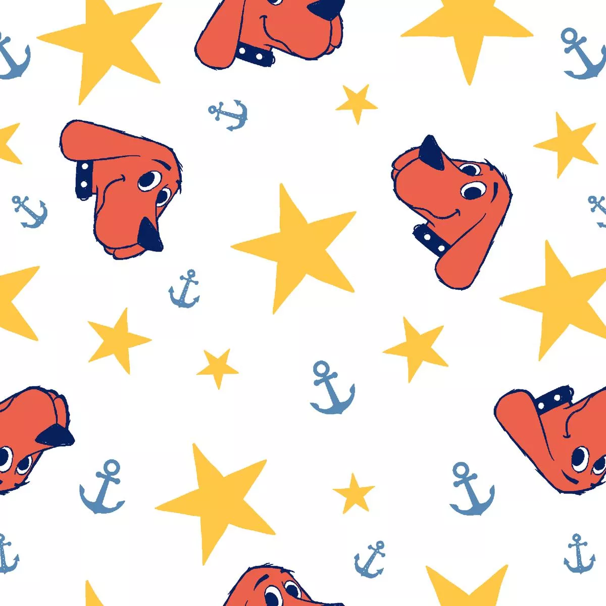 clifford-stars-forever-on-white-fabric Clifford Stars Forever on White Fabric