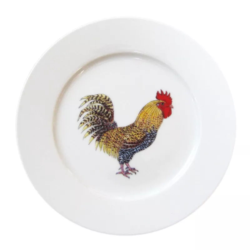 Cockerel & Rooster 19cm Flat Rimmed Plate