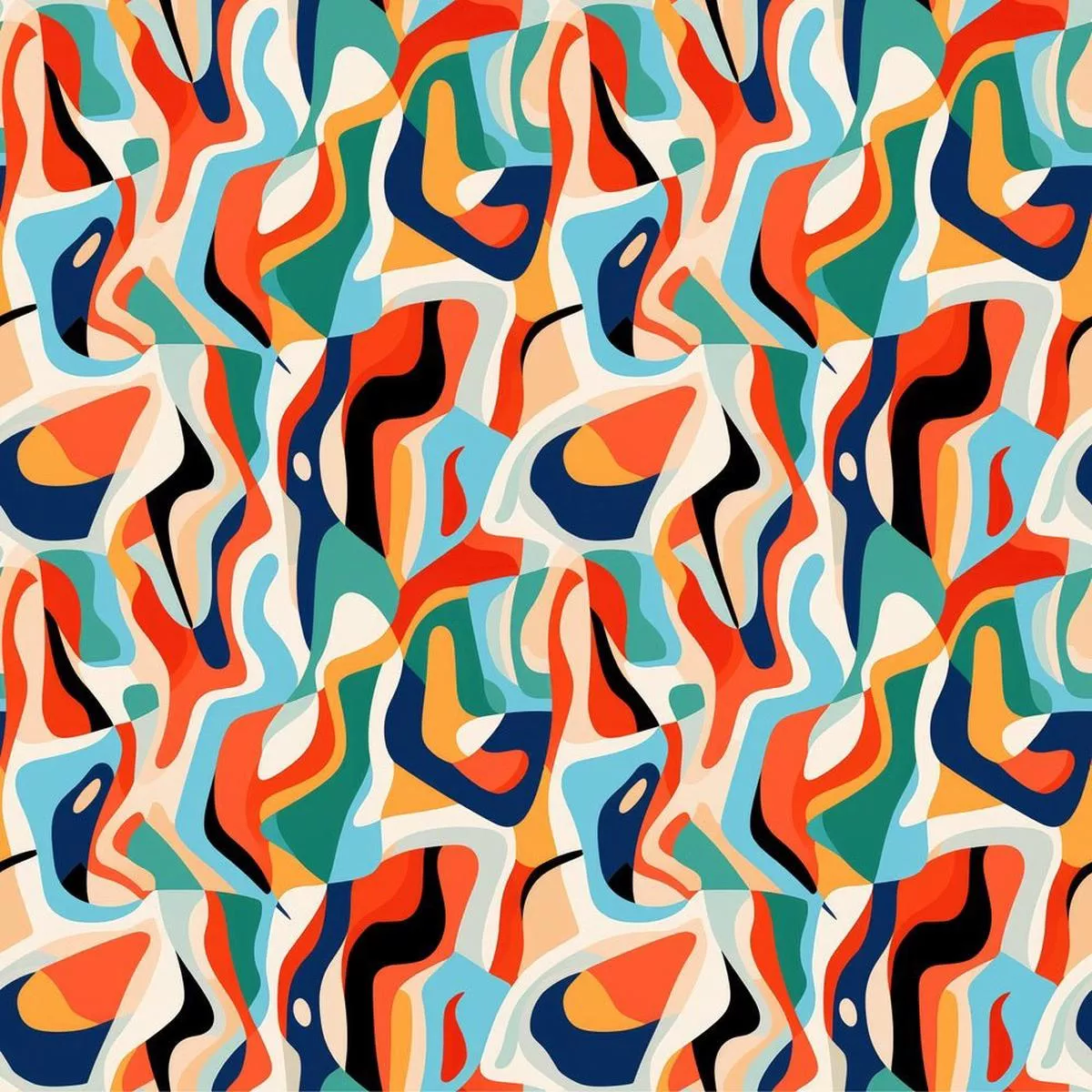 Colorful Contoured Abstract Fabric