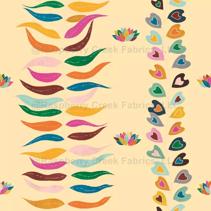 Colorful Folk Vines Yellow