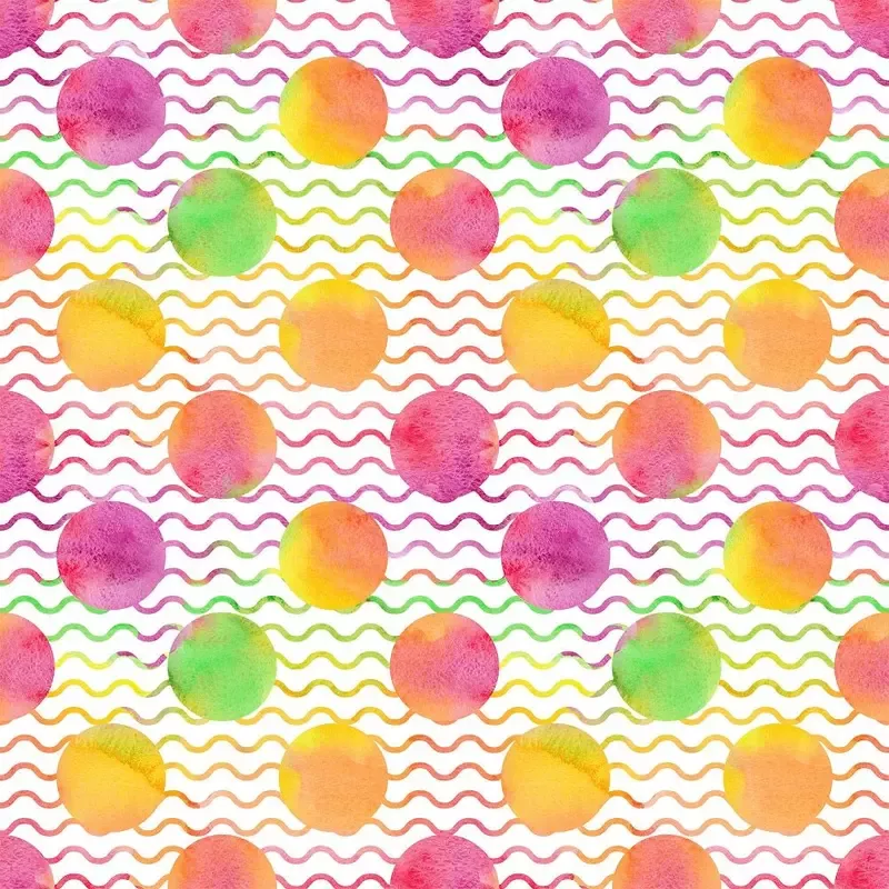 Colorful Grunge Dots & Waves Fabric