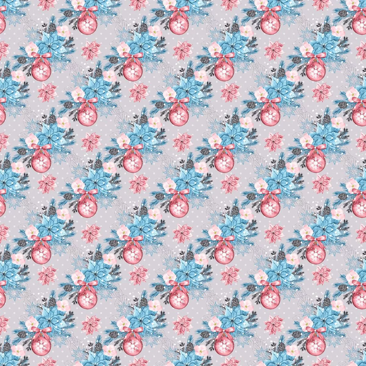 colorful-ornaments-on-polka-dot-fabric-grey Colorful Ornaments on Polka Dot Fabric – Grey