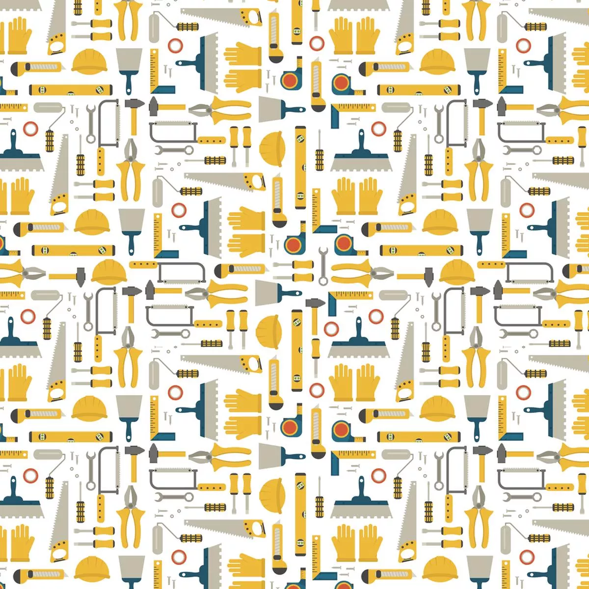 Construction Tools Fabric – Yellow