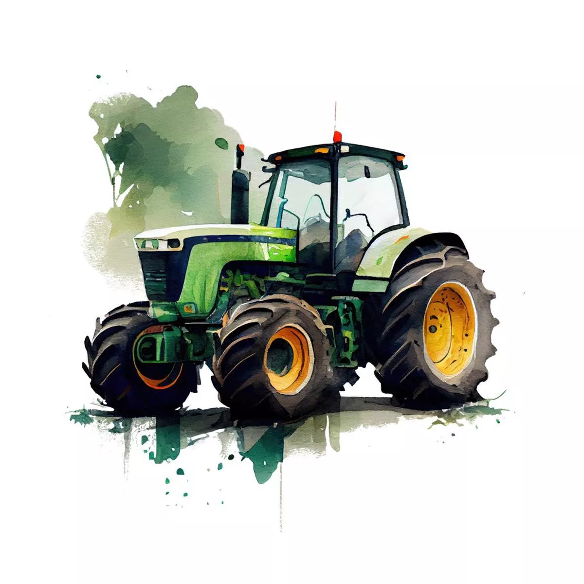 cool-watercolor-farm-tractor-fabric-panel-green Cool Watercolor Farm Tractor Fabric Panel – Green