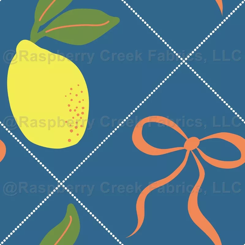 Coquette Bows and Lemons in Orange, Blue, Yellow and Green