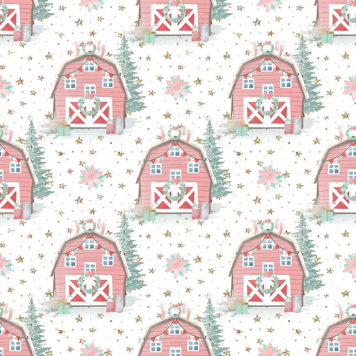 cotton-candy-farm-holiday-pattern-2-fabric Cotton Candy Farm Holiday Pattern #2 Fabric
