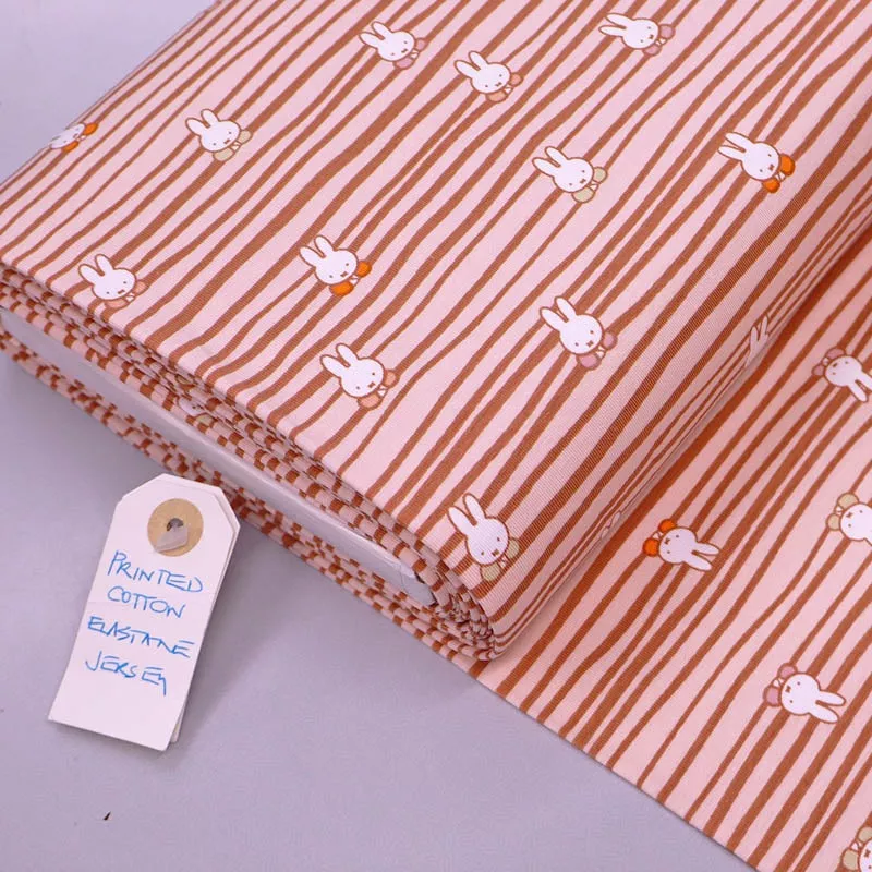 Cotton Elastane Jersey – Wibbly Line – Terracotta – Miffy