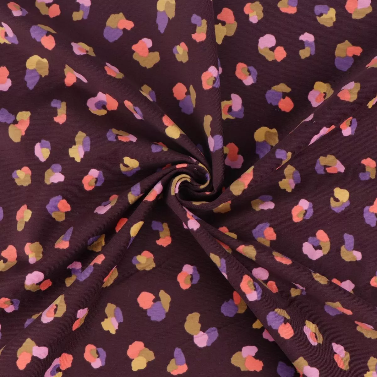 Cotton Needlecord – Animal Print – Maroon