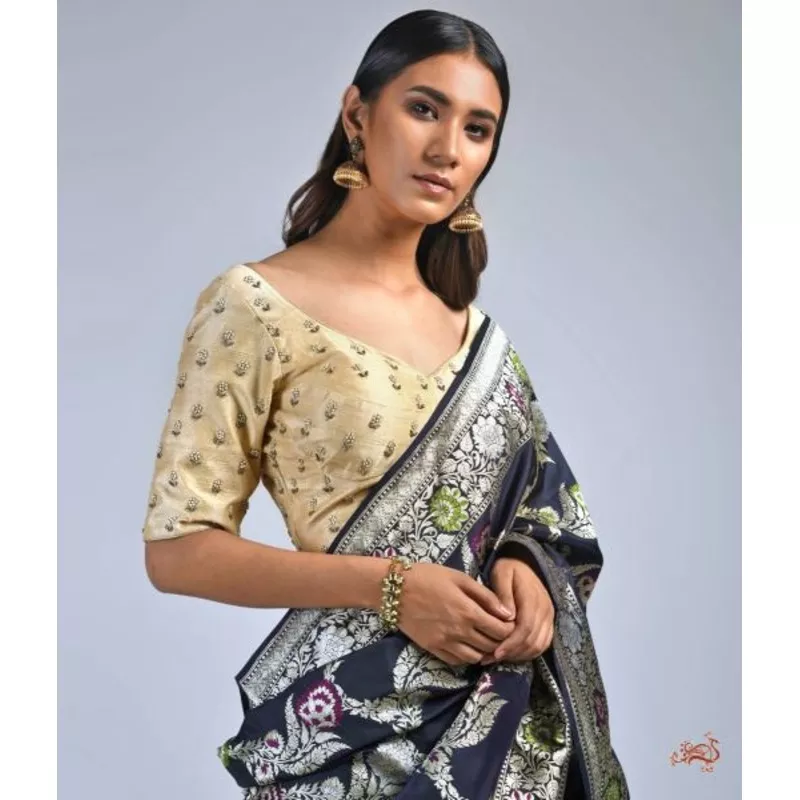 cream-raw-silk-blouse-with-hand-embroidery Cream Raw Silk Blouse with Hand Embroidery