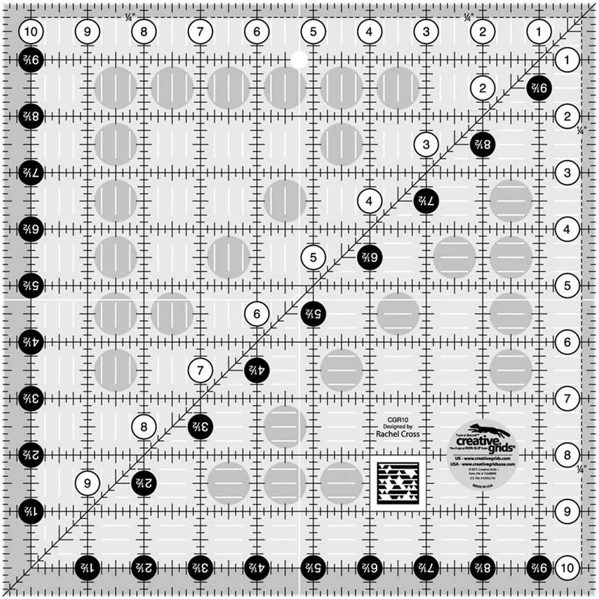 Creative Grids 10 1/2″ Square Ruler CGR10