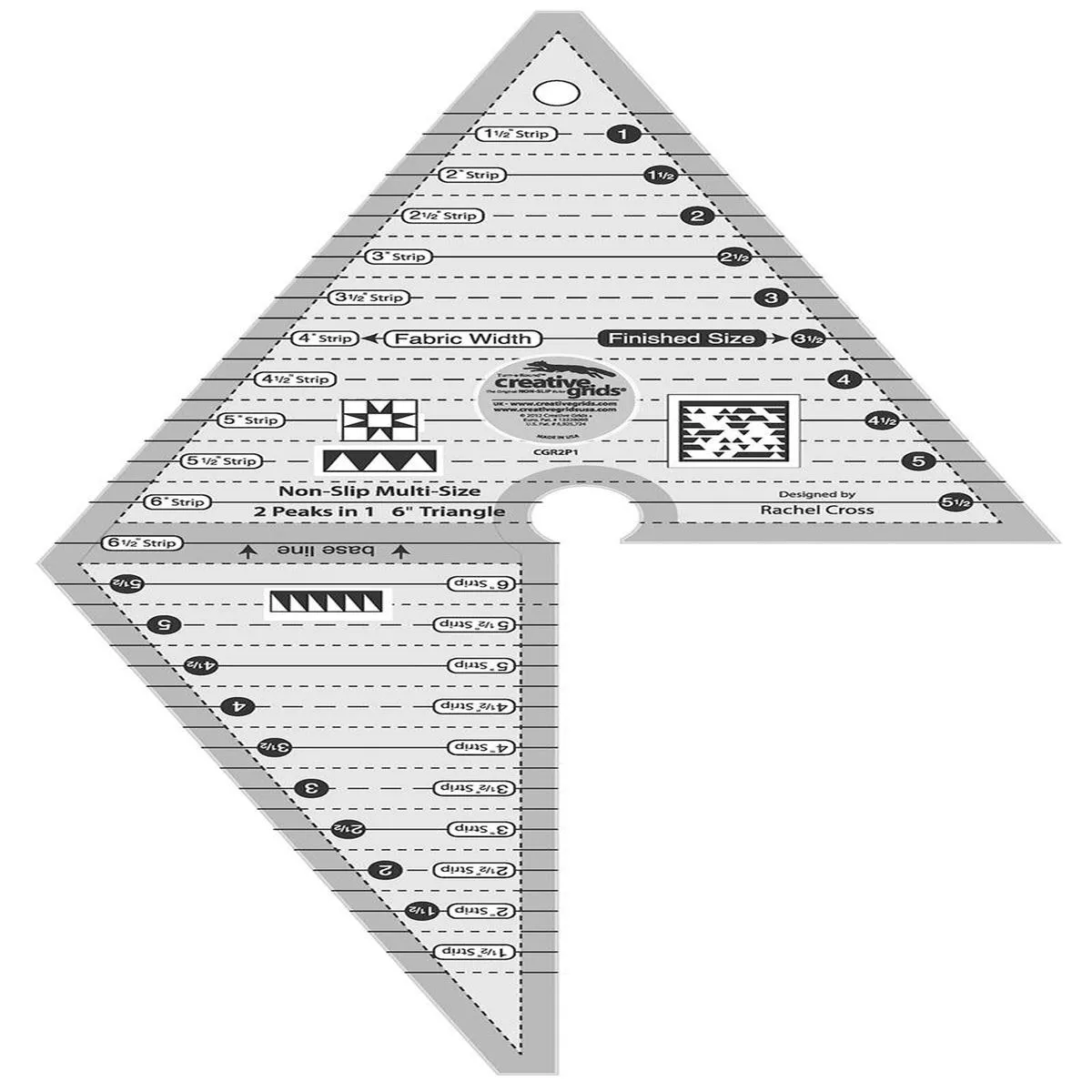 Creative Grids 2 Peaks in 1 Multi-Size Triangle Ruler CGR2P1