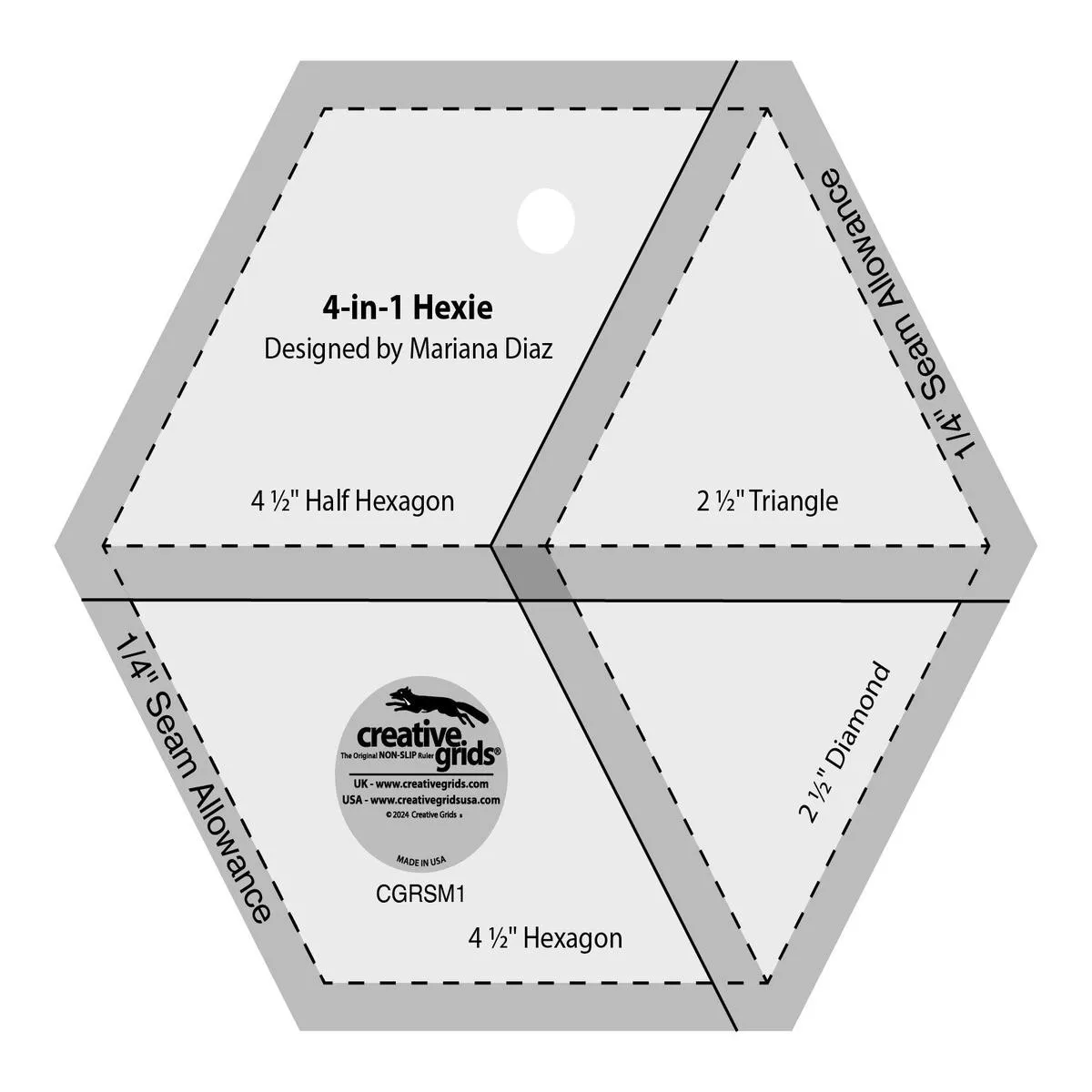 creative-grids-4-in-1-hexie-quilt-ruler-cgrsm1 Creative Grids 4-in-1 Hexie Quilt Ruler CGRSM1