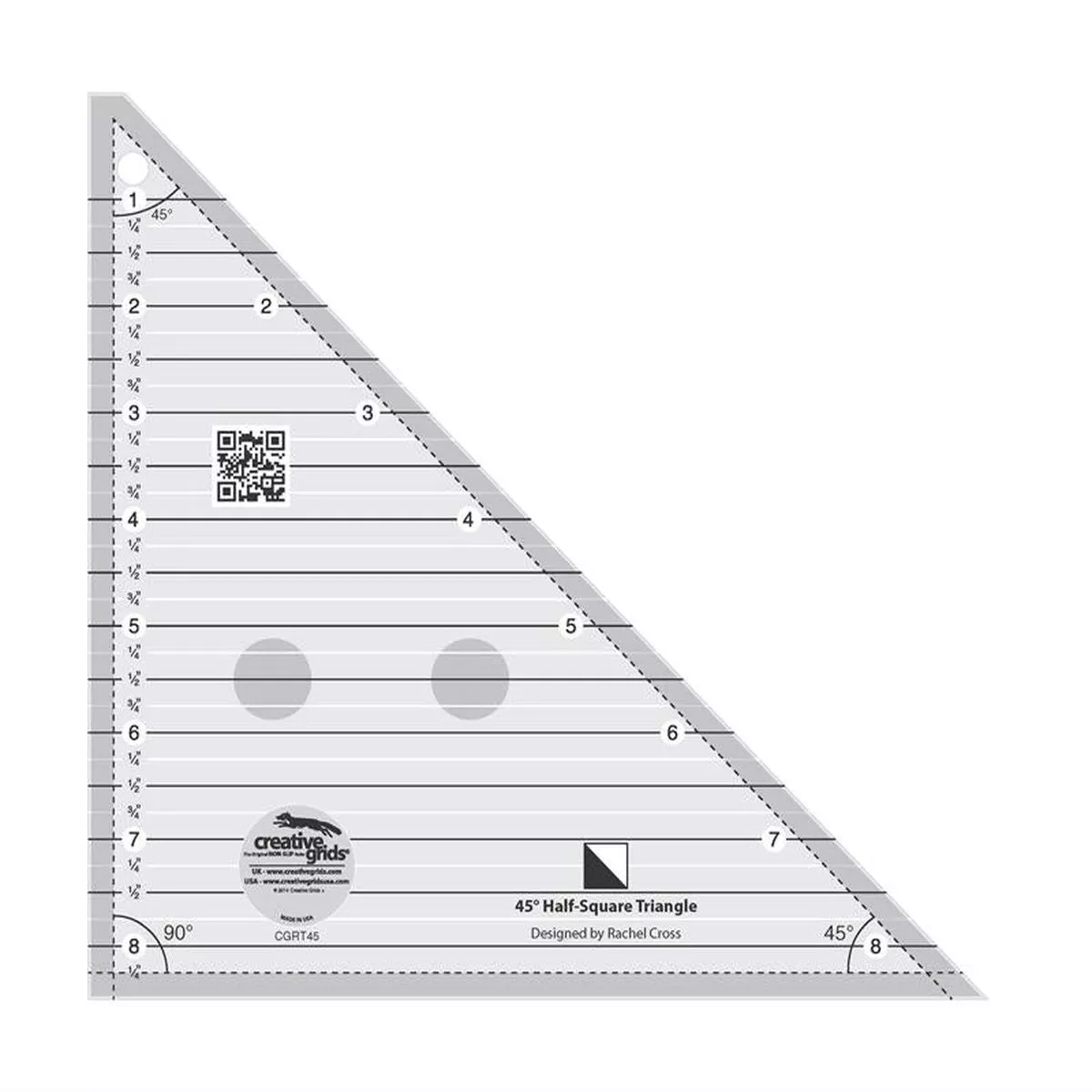 Creative Grids 45 Degree Half-Square 8.5″ Triangle Ruler CGRT45