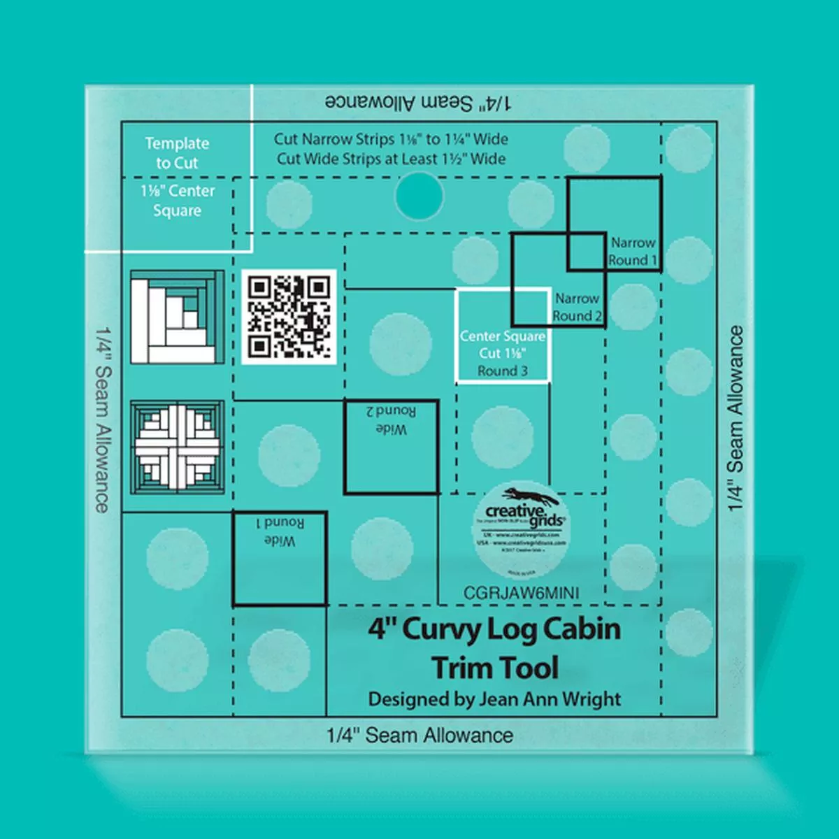 creative-grids-4in-curvy-log-cabin-trim-tool-ruler-cgrjaw6mini Creative Grids 4in Curvy Log Cabin Trim Tool Ruler CGRJAW6MINI