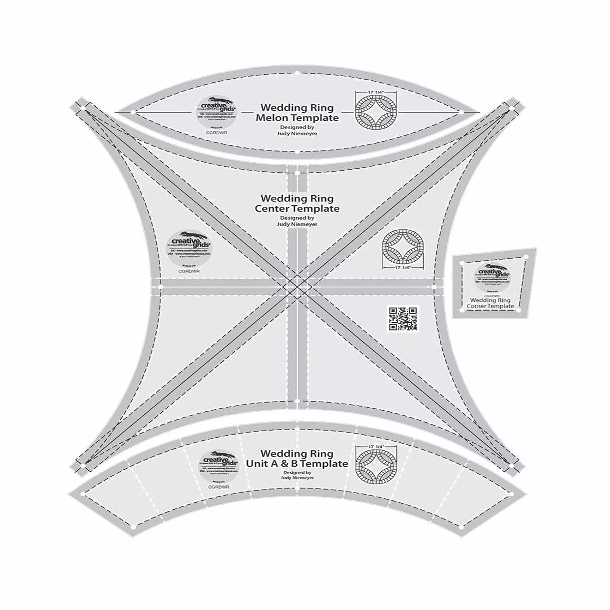 creative-grids-double-wedding-ring-template-ruler-set-cgrdwr Creative Grids Double Wedding Ring Template Ruler Set CGRDWR