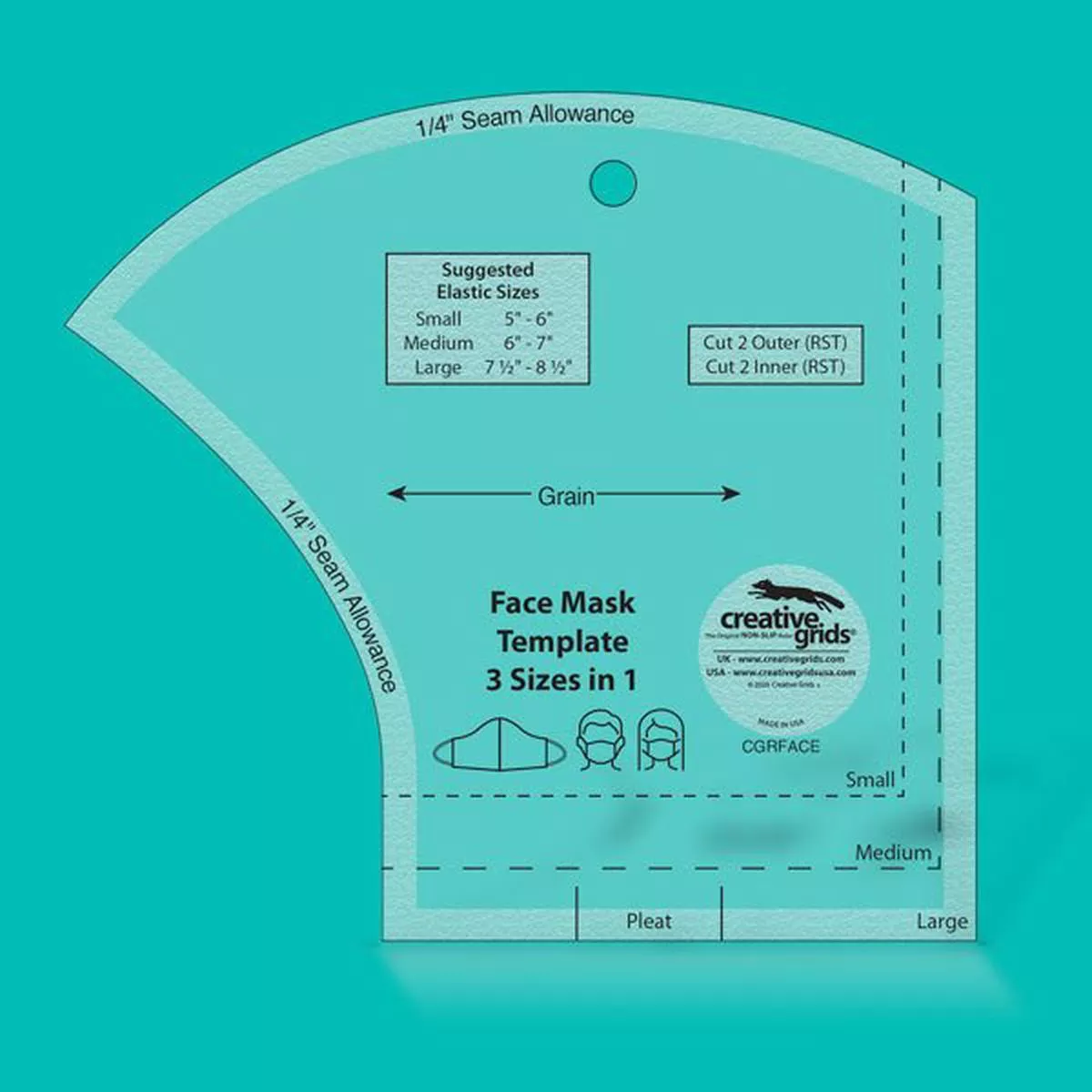 Creative Grids Face Mask Template 3 Sizes in 1 CGRFACE