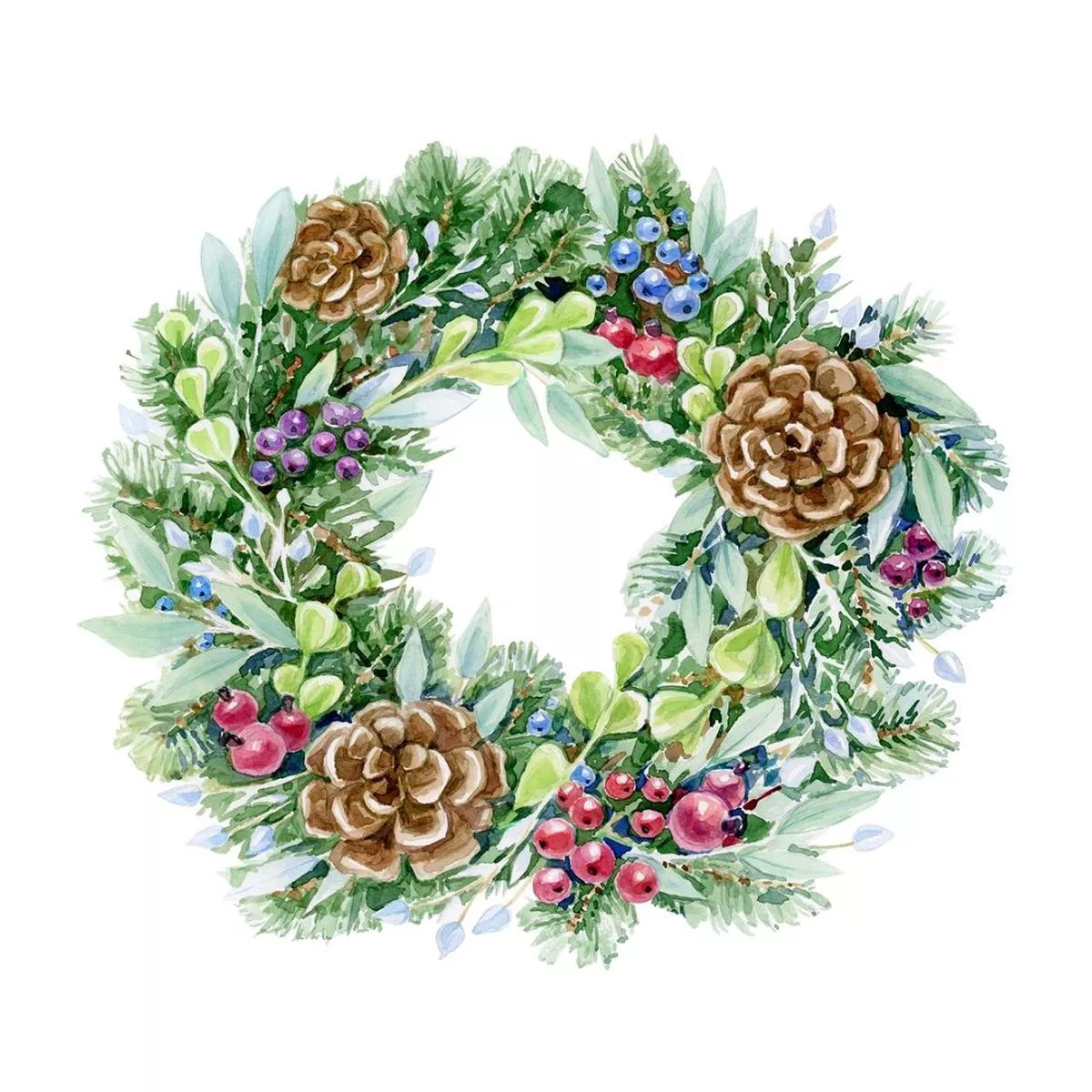 crisp-winter-berry-wreath-fabric-panel Crisp Winter Berry Wreath Fabric Panel