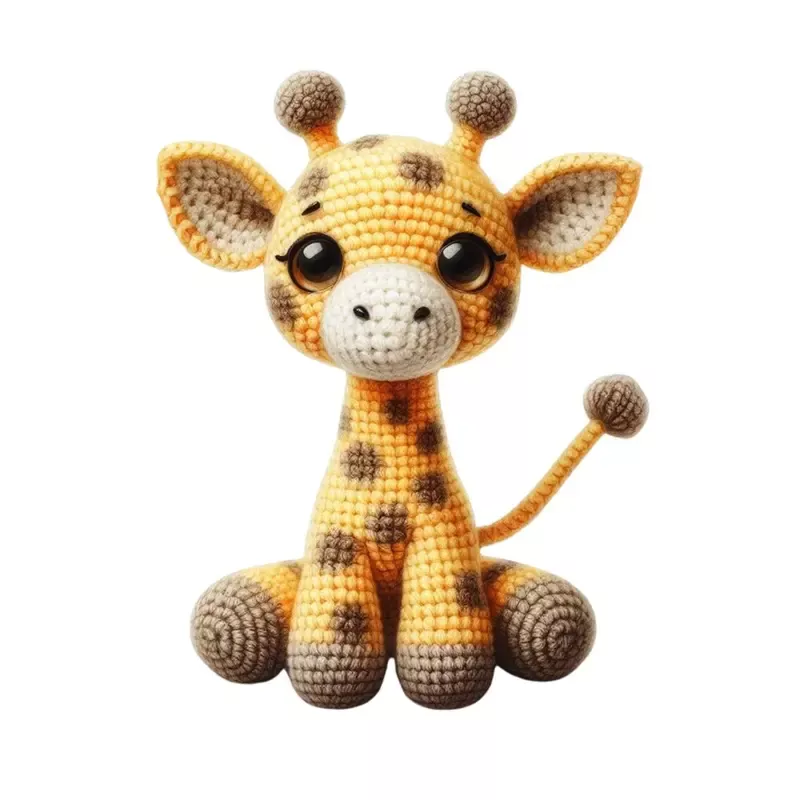 Crochet Animals Giraffe #2 Fabric Panel