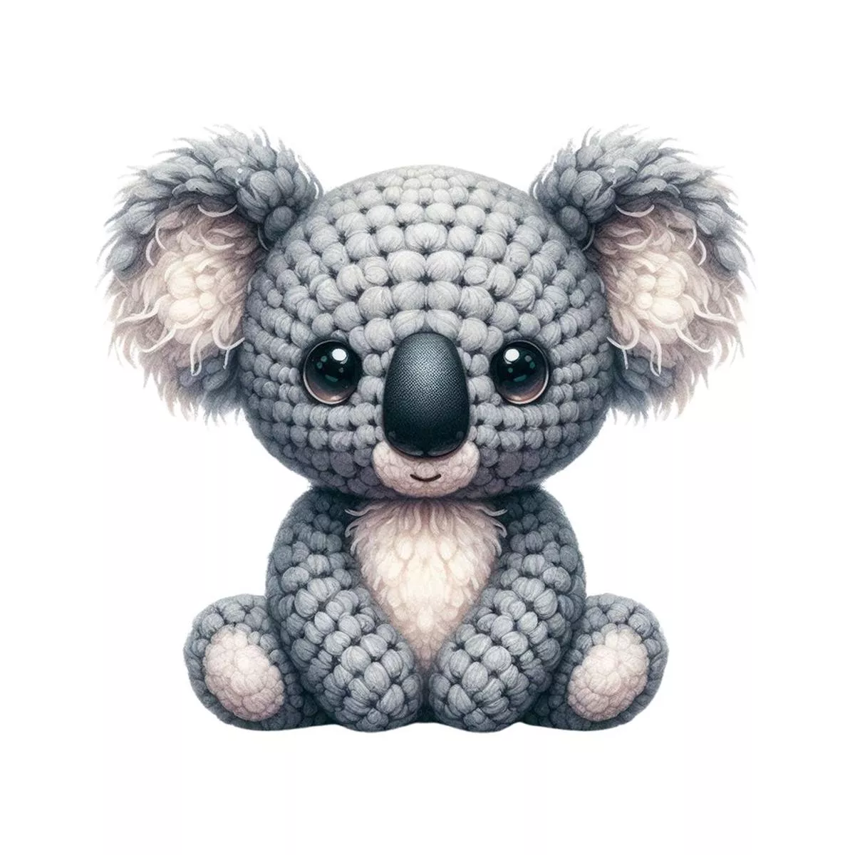 Crochet Animals Koala Fabric Panel