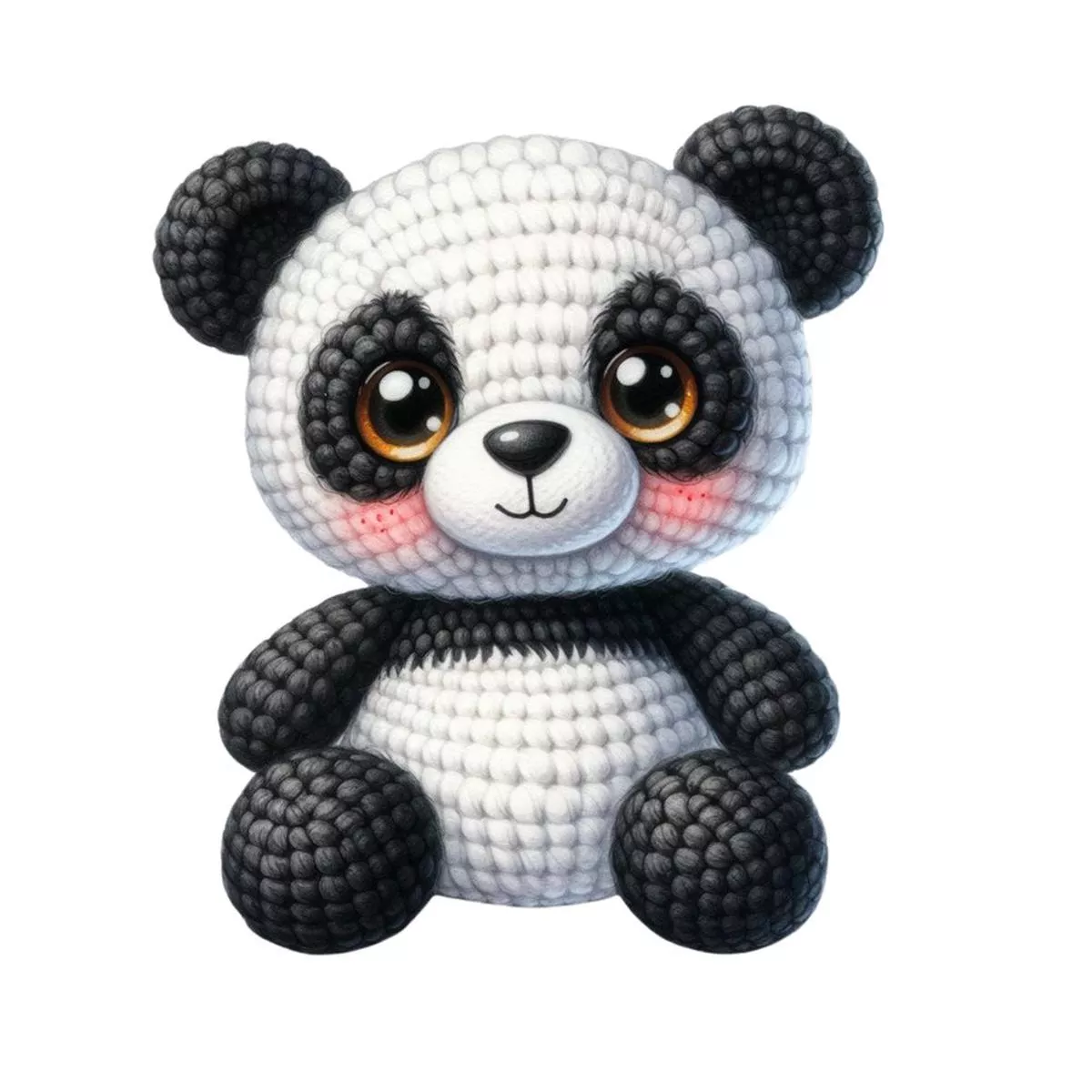 Crochet Animals Panda Fabric Panel