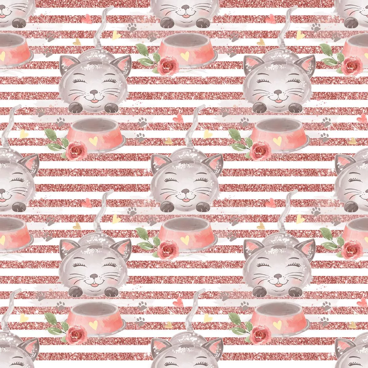 curious-cat-on-striped-fabric-pink Curious Cat on Striped Fabric – Pink
