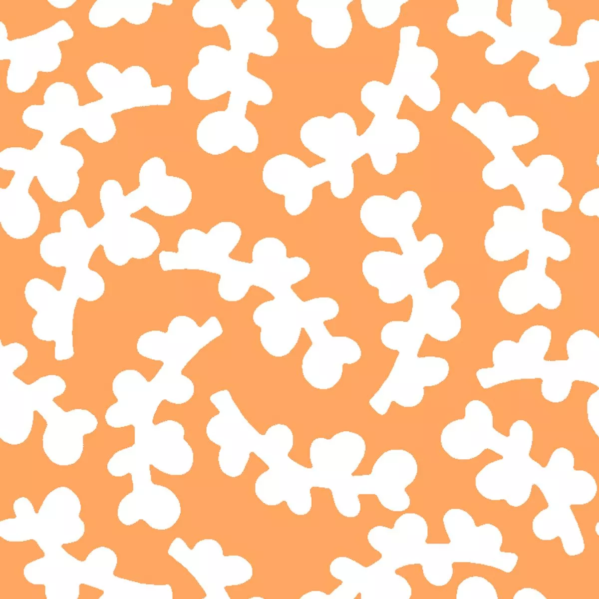 Curved Twigs on Orange & White Fabric