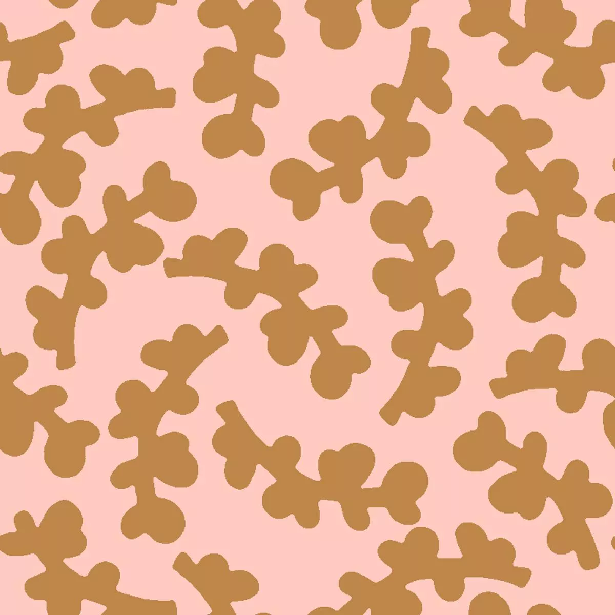 Curved Twigs on Peach & Brown Fabric
