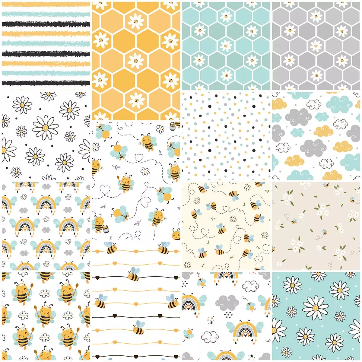 cute-bees-fabric-collection-1-2-yard-bundle Cute Bees Fabric Collection – 1/2 Yard Bundle