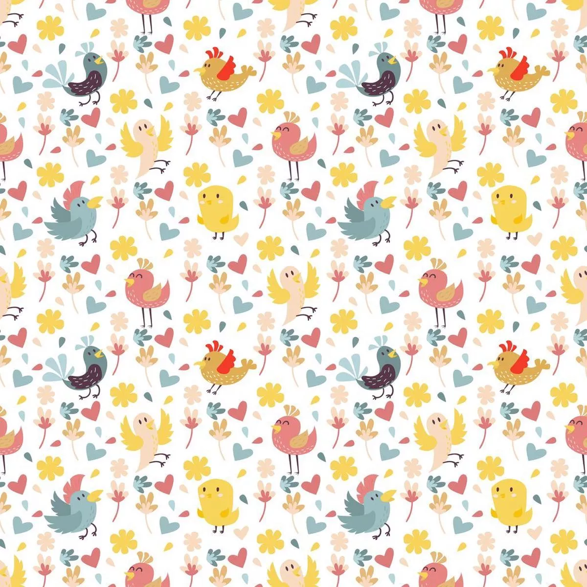 cute-birds-allover-fabric-white Cute Birds Allover Fabric – White